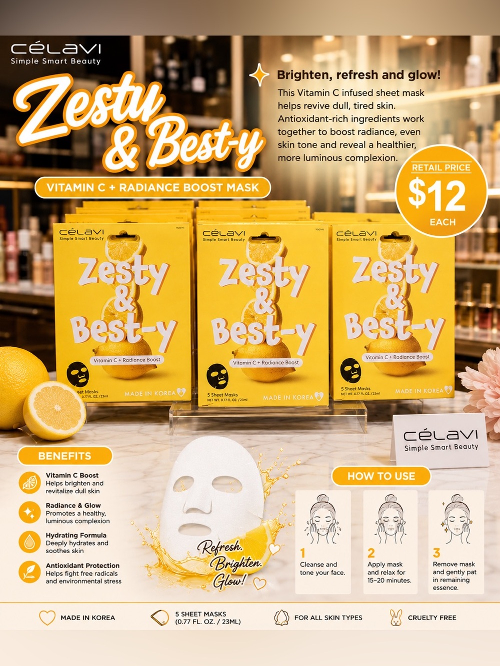 Zesty & Best-y Vitamin C Radiance Boost Mask (5) masks
